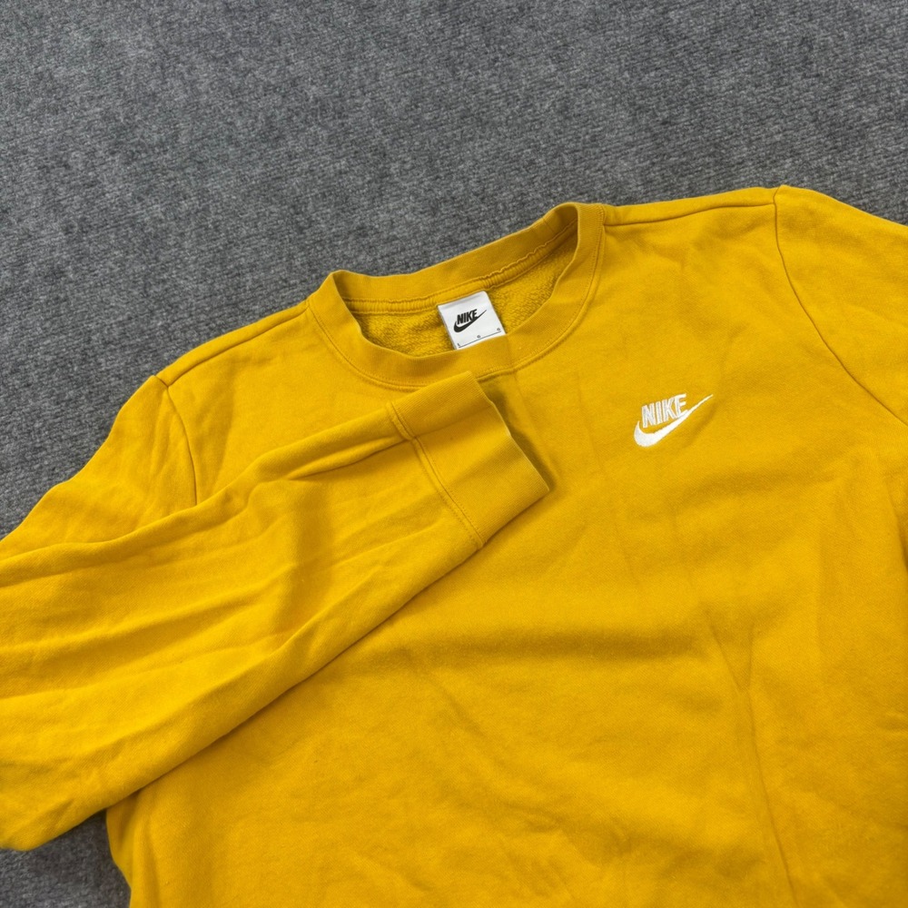 Nike Crewneck Sweatshirt Large Yellow DQ5473-752 Embroidered‎ Swoosh Mens